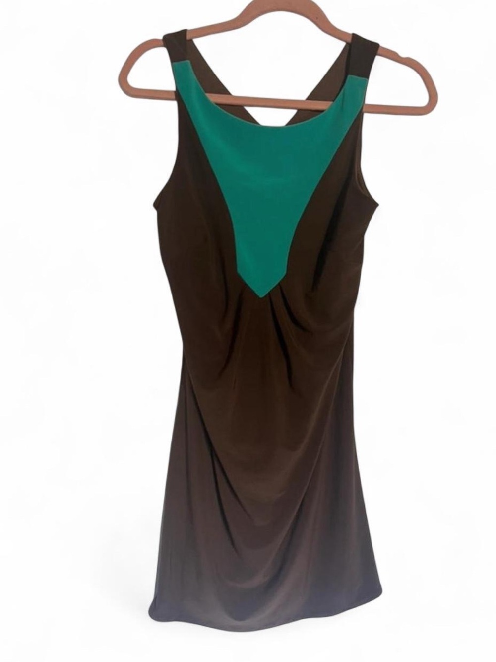 ABS by Allen Schwartz Vintage Y2K Colorblock Ruched Mini Dress S